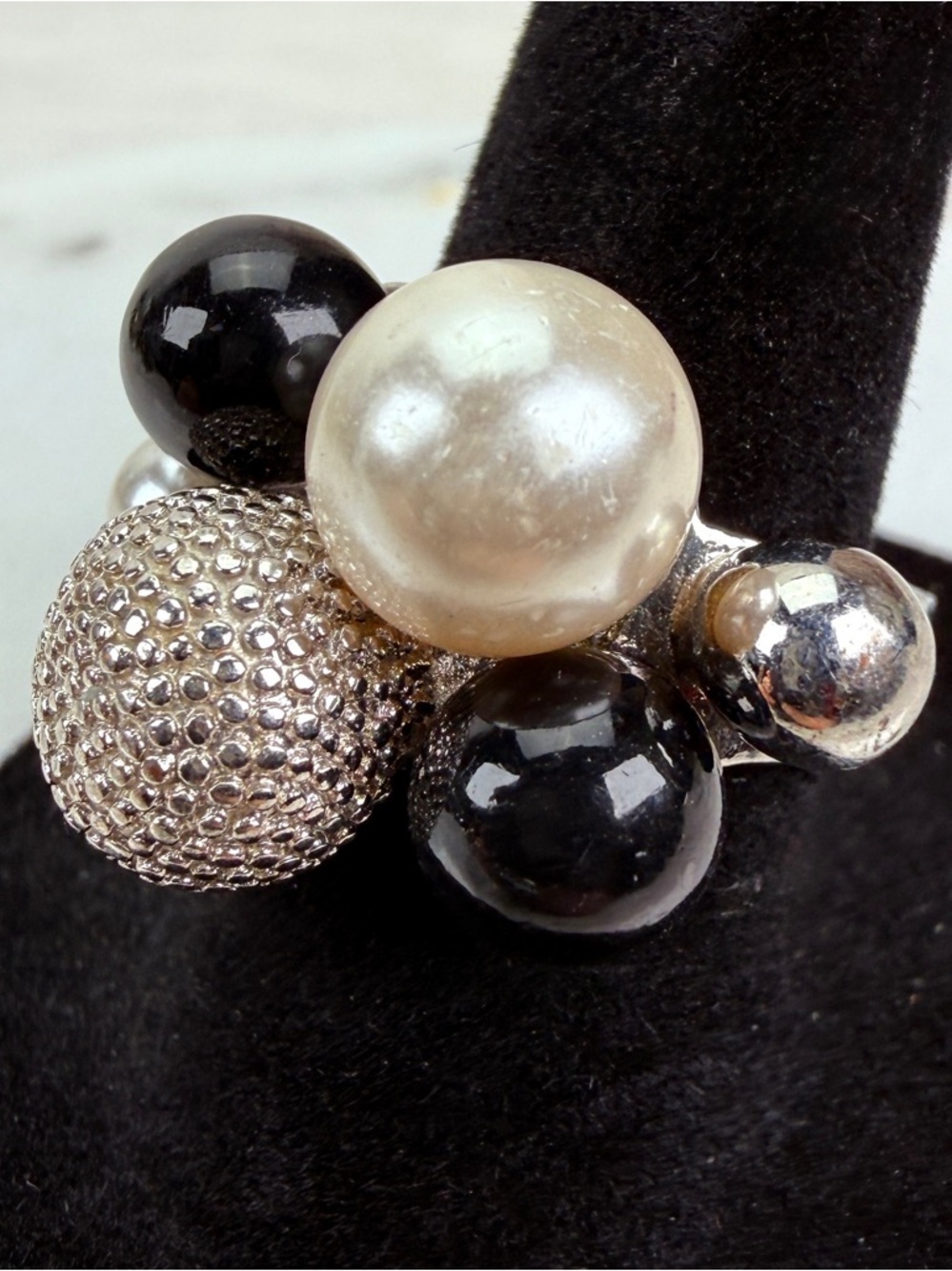 Vintage Silvertone costume statement ring, size 7